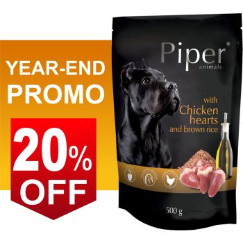  PIPER Dog Food Chicken Hearts with Brown Rice Sachet 500g 