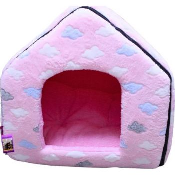  Coco Kindi Pink color Cloud Pattern Washable Fur House with Zip L 