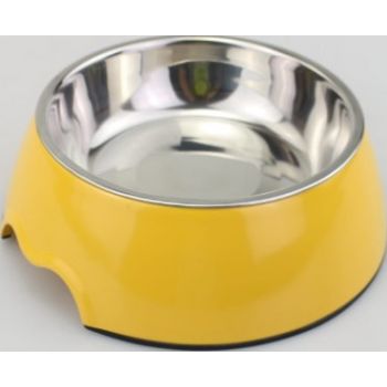  Melamine Yellow Stainless Steel bowl with anti-slip circle on the bottom,Volume:160 ml,Size:12*12*4.5 cm 
