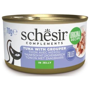  Schesir Complements Cat Wet Food in Jelly Can- Tuna With Grouper 70g 
