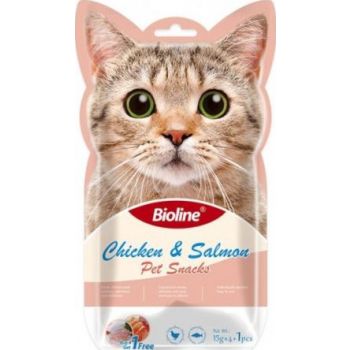  ioline Cat Treats -        Chicken & Salmon 5x15g 