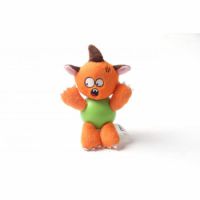 ORANGE MONSTER WITH RUBBER BALL AND SQUEAKY - SMALL