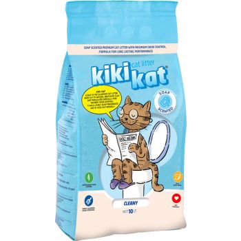 Kiki Kat White Bentonite Clumping Cat Litter –Cleany-Soap Scented-10 L (8.7 Kg) 