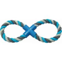 Duvo+ Tug Toys Knotted Cotton 8- Pull Ring 33cm Grey/Blue