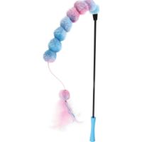 GiGwi Cat Toys Catwand Feather Teaser with natural feather, plush tail and TPR handle