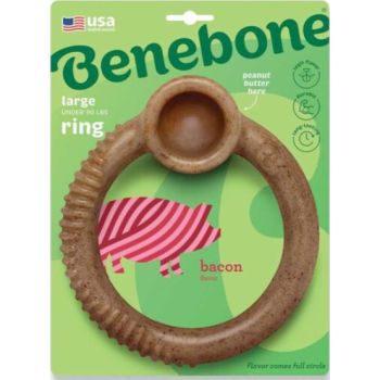  Benebone RING Dog Toy – Bacon Large 