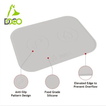  DOCO® Silicone Waterproof Feeding Mats for Dogs and Cats 47 x 36cm(O/S) Warm Grey 