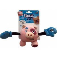 Rock Zoo King Boxer Pig Dog Toys with Squeaker & Crinkle S