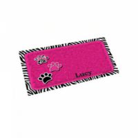 DryMate Pink with 3 Paws/ Zebra Border Pet Bowl Place Mat 12 x 20 in