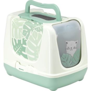  Moderna Trendy Cat-Litter box[Color - Green, Size - XL  L 57.3 x W 44.4 x H 43.8 cm 