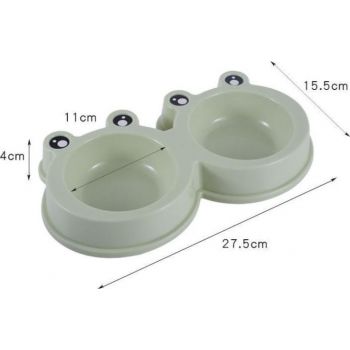  PETS CLUB FROG SHAPED DOUBLE PET BOWL, 98 ML, 27.8*15.5*4 CM : GREEN SMALL 