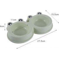 PETS CLUB FROG SHAPED DOUBLE PET BOWL, 98 ML, 27.8*15.5*4 CM : GREEN SMALL