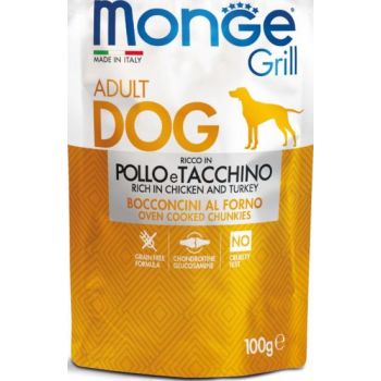  Monge Grill Adult Dog Wet Food Rich In Chicken And Turkey 100g 