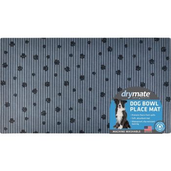  Dry Mate Dog Bowl Place Mat Paw Stripe/Grey/Black 16x28 in 