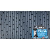 Dry Mate Dog Bowl Place Mat Paw Stripe/Grey/Black 16x28 in