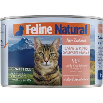  Feline Naturals Lamb & King Salmon Feast Canned Cat Food 170g 