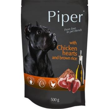  PIPER Dog Food Chicken Hearts with Brown Rice Sachet 500g 