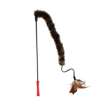  Catwand Feather Teaser w/natural feather plush tail & tpr handle 