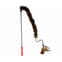 Gigwi Catwand Feather Teaser w/natural feather plush tail & tpr handle