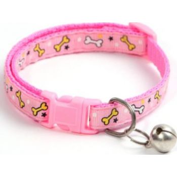  PETS CLUB ADJUSTABLE CAT COLLAR WITH BELL – PINK BONE 