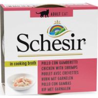 Schesir Cat Can Broth-Wet Food Chicken With Shrimps