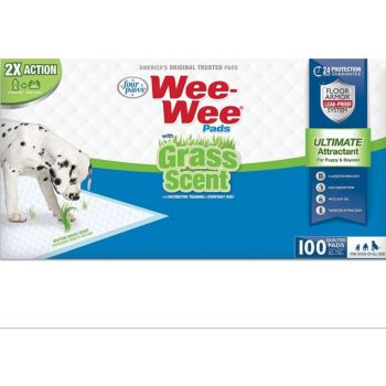  FOUR PAWS WEE-WEE GRASS-SCENT PADS, 100 COUNT BOX 