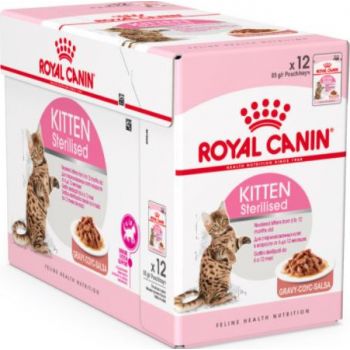  Royal Canin Cat WET FOOD - KITTEN STERILISED Box of 12x85g 