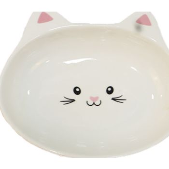  Ceramic kitty Bowl - 14 x 4.5cm White 