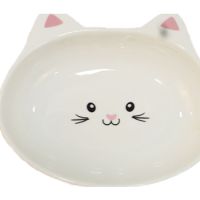 Ceramic kitty Bowl - 14 x 4.5cm White
