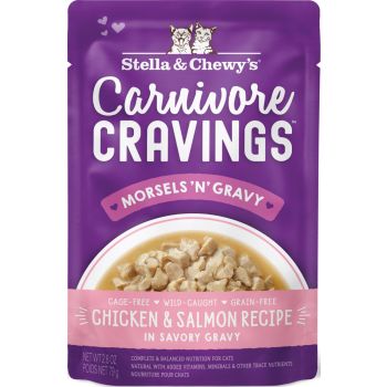  Stella & Chewy’s Carnivore Cravings Morsels’N’Gravy – Chicken & Salmon Recipe – 2.8 oz 