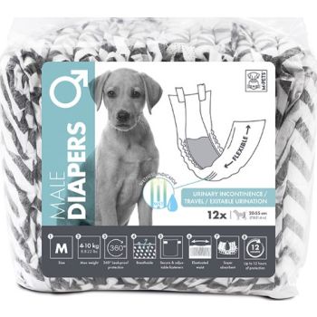  M-PETS Male Dog Diapers M 12 Pack 