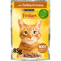 Purina Friskies Turkey Chunks in Gravy Wet Cat Food Pouch 85g
