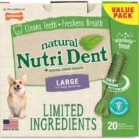 Nylabone Natural Nutri Dent Dental Chew Treats for Large Dogs, 20Ct