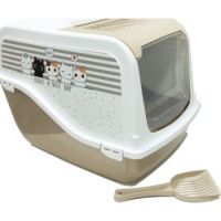 Cat Litter Box ARIEL(TOP FREE) with Cat Clipart Tan