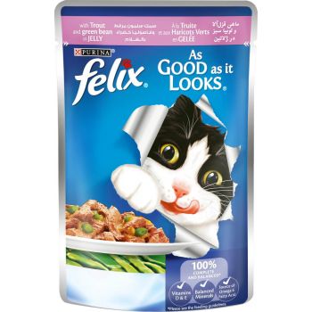  Felix As Good as it Looks with Trout and Green Bean in Jelly Wet Cat Food 85g 