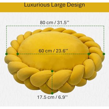  Chunky Knit Pet Basket Bed - Yellow 56 x 40 x 26 cm 