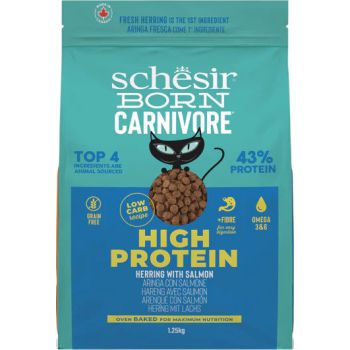  Schesir Born Carnivore Grain Free Oven Baked Dry Cat Herring & Salmon 1.25kg 