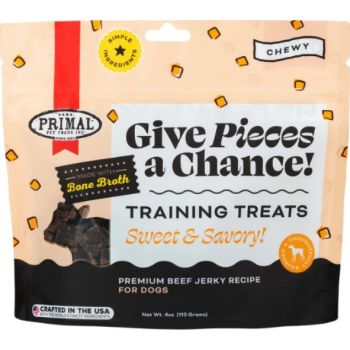  Primal Give Pieces A Chance – Beef with Broth Jerky Treat 4oz 