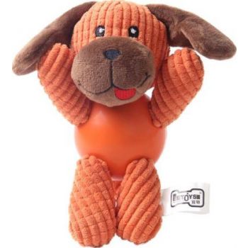  PAWSITIV ORANGE DOG WITH RUBBER BALL AND SQUEAKY - SMALL (61) 