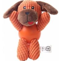 PAWSITIV ORANGE DOG WITH RUBBER BALL AND SQUEAKY - SMALL (61)