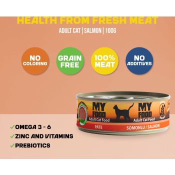  MyFood Adult Cat Wet Food Salmon Pate Sterile 100g 