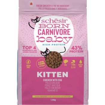  Schesir Born Carnivore Grain Free Oven Baked Dry Cat Chicken & Egg - Kitten 1.25kg 