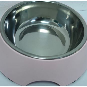  Melamine Stainless Steel bowl with anti- slip circle on the bottom-Pink ,Volume:160 ml, Size:12*12*4.5 cm 