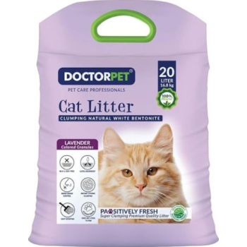  Doctor Pet Clumping Natural White Bentonite Lavender Cat Litter - 20L 