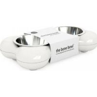 Hing The Bone Design Feeding Bowl for Dog, Small - White