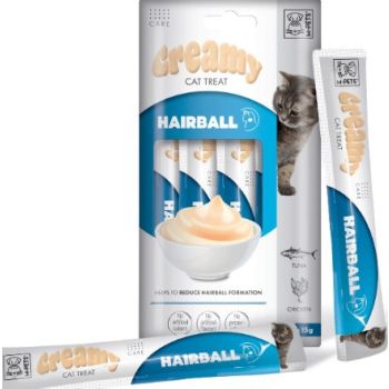  M-PETS Creamy with Functions – Cat treat – Hairball – Tuna & Chicken 4x15g (60g) 