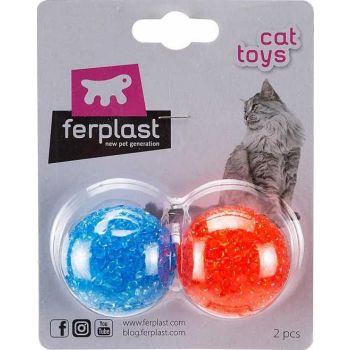  Ferplast Neon Ball Cat Toys Small (X2) Ø4 Cm (PA 5200), Mixed Colours (2pcs In Pack) 