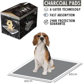  Nutrapet Poo N Pee Pads Charcoal Edition 60 Cms X 60 Cms 5 X Absorption With Floor Mat Stickers - 50 Count 