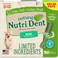 Nylabone Natural Nutri Dent Dental Chew Treats for Mini Dogs, 160 Ct