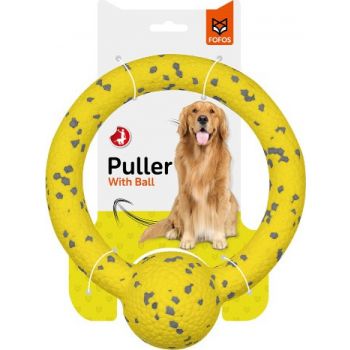 FOFOS Durable Puller With Ball Dog Toy Yellow 